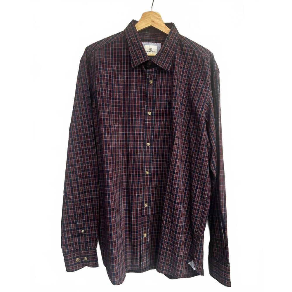 NEW SERGE BLANCO men's button-down shirt in indigo red